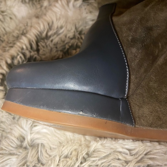 Jil Sander Brown Suede Black Leather Platform Wedge Boots Mid Calf Booties 36 6 - Picture 10 of 16